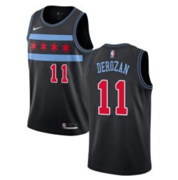 Men's Chicago Bulls #11 Demar Derozan Black Swingman City Edition Stitched Basketball Jersey